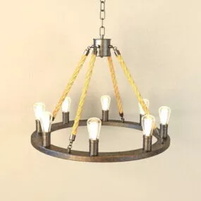 Living Room Rustic Industrial Chandelier 3d model