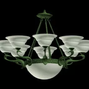 Antique Old Rustic Bowl Chandelier 3d model