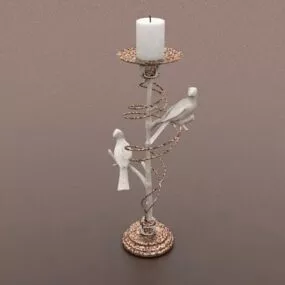 Rustic Wood Candle Holder 3d model