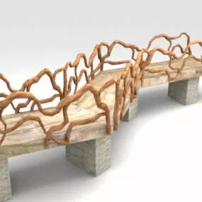 Old Rustic Garden Bridge 3d model