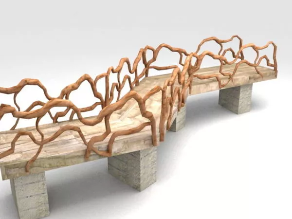Dual Bridge Curved Structure 3d model