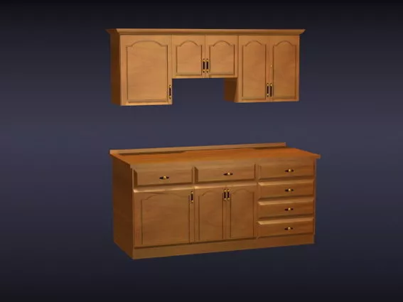 Wooden Rustic Kitchen Cabinets 3d model Wooden Rustic Kitchen Cabinets 3d model