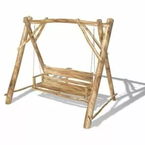 Rustic Wooden Log Swing 3d model