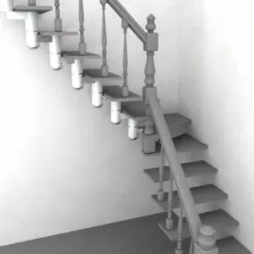 Rustic Design Open Staircase 3d model