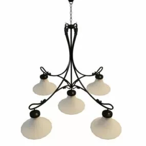 Rustic Black Wrought Iron Chandelier 3d model