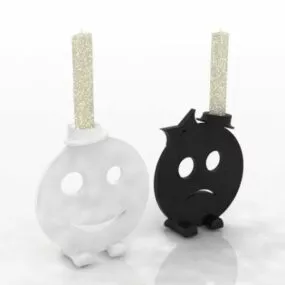 Sad Smile Face Decor Candle Holder 3d model