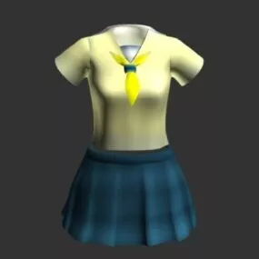 Sailor Suit School Girl Uniform 3d model
