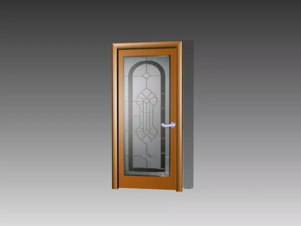 Glass Bathroom Wood Door 3d model Glass Bathroom Wood Door 3d model
