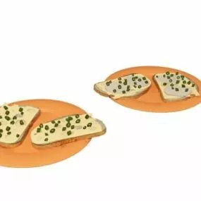 Sandwich Food On Plate 3d model