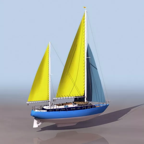 Yellow Schooner Sailing Ship 3d model Yellow Schooner Sailing Ship 3d model