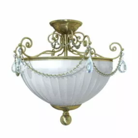 Semi Mount Antique Brass Light Fixtures 3d model