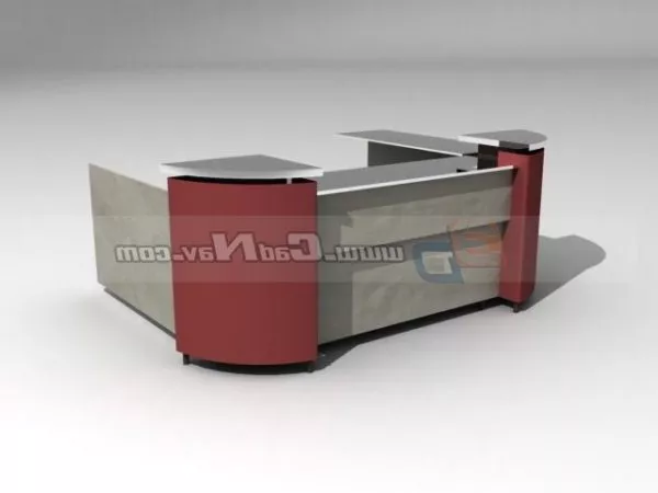 Retro Reception Desk Curved Shape 3d model