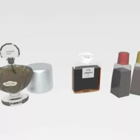 Cosmetic Set Of 4 Perfume Bottles 3d model
