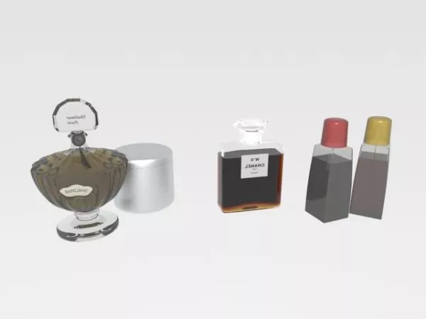 Cosmetic Set Of 4 Perfume Bottles 3d model Cosmetic Set Of 4 Perfume Bottles 3d model
