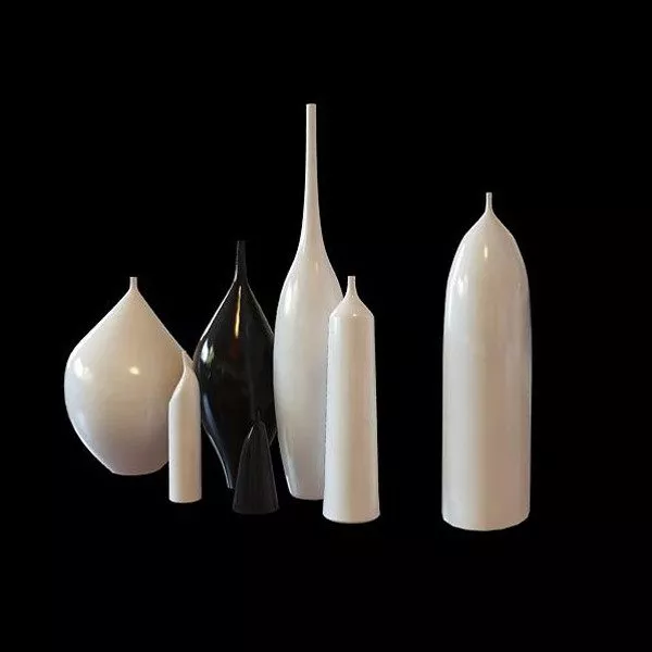 White Porcelain Vase Set S 3d model White Porcelain Vase Set S 3d model