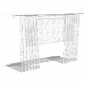 Sheer Curtain Roman Shade Decor 3d model