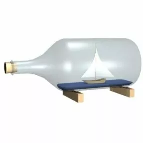 Ship In Glass Bottle Decoration 3d model