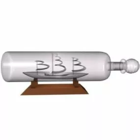 Ship In Wine Bottle 3d model