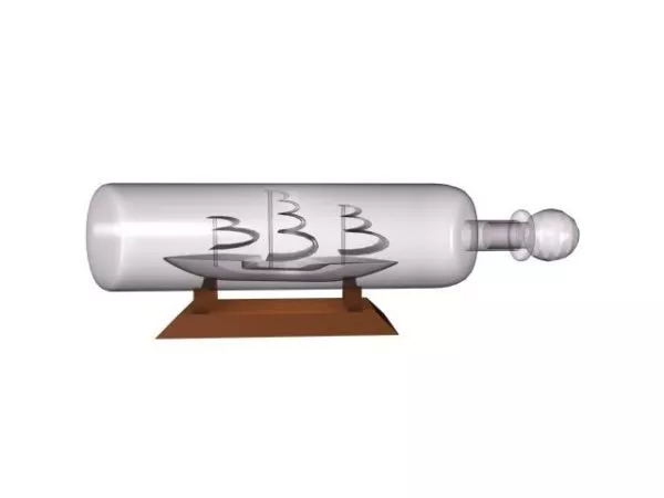 Old Wine Bottle With Label 3d model