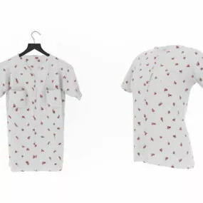 Short Shirts Fashion For Girls 3d model