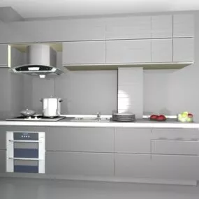 Silver Style L Kitchen Design 3d model