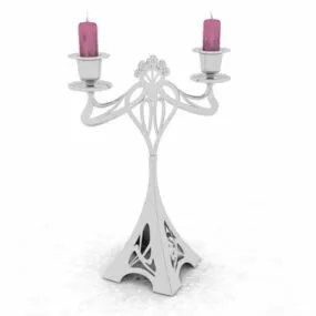 Antique Silver Candle Holder 3d model