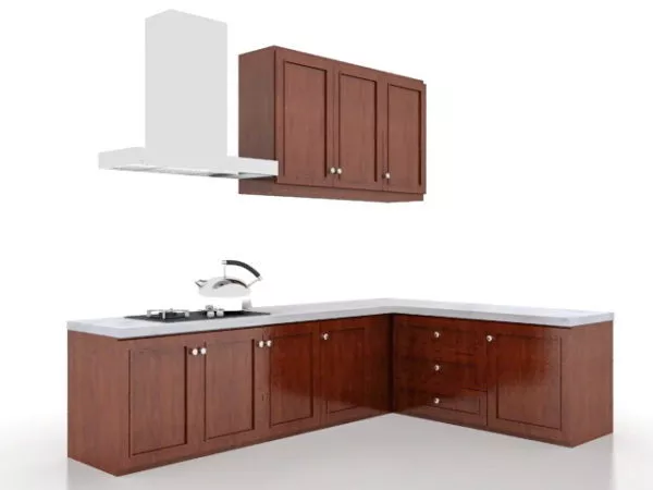 Simple Wooden L Shape Kitchen 3d model Simple Wooden L Shape Kitchen 3d model