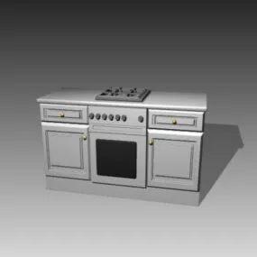 Simple Antique Stove Cabinet 3d model