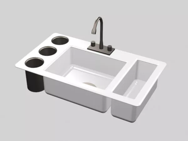 Metal Sink Low Poly 3d model