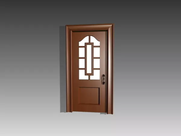 Single Wood Door With Glass 3d model Single Wood Door With Glass 3d model