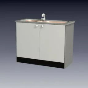 Wooden Sink Cabinet With Doors 3d model