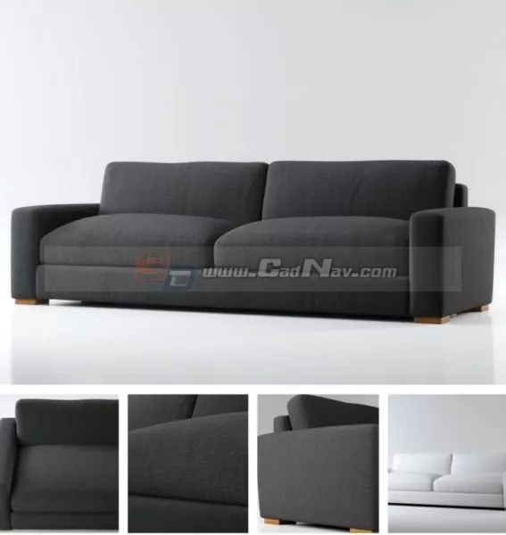 Living Room Black Fabric Sofa Bed 3d model Living Room Black Fabric Sofa Bed 3d model