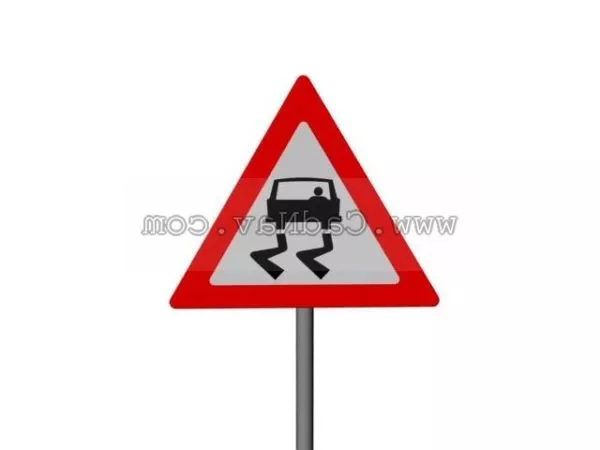 Slippery When Wet Road Signs 3d model Slippery When Wet Road Signs 3d model