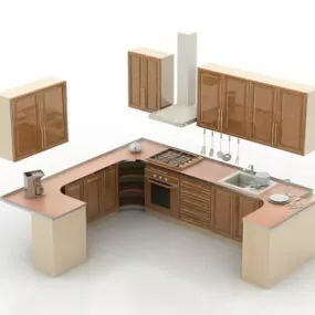 Home G Shaped Kitchen Design 3d model