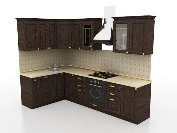 Small L Shape Kitchen Cabinet Design 3d model Small L Shape Kitchen Cabinet Design 3d model