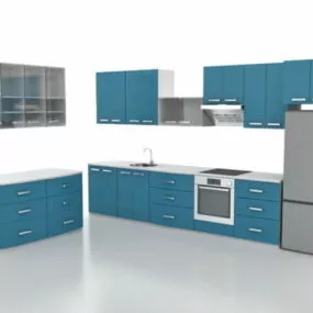 Apartment Small L Shape Kitchen Cabinet 3d model