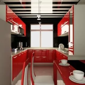 Small U Shape Home Kitchen Design 3d model