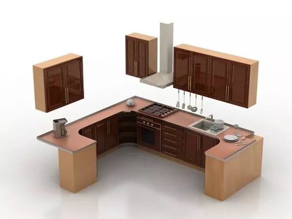Small L Shape Kitchen Design 3d model Small L Shape Kitchen Design 3d model