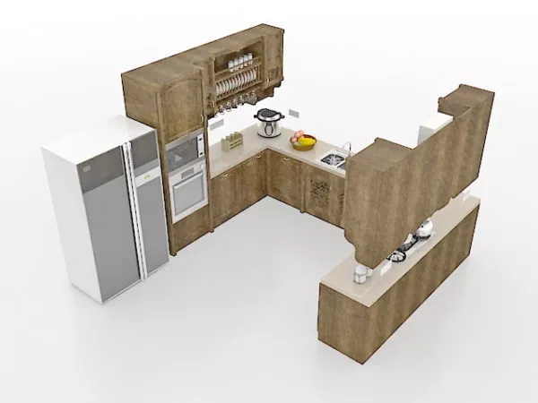 Grey Refrigerator One Door 3d model