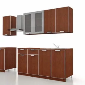 Small Straight Apartment Kitchens Design 3d model