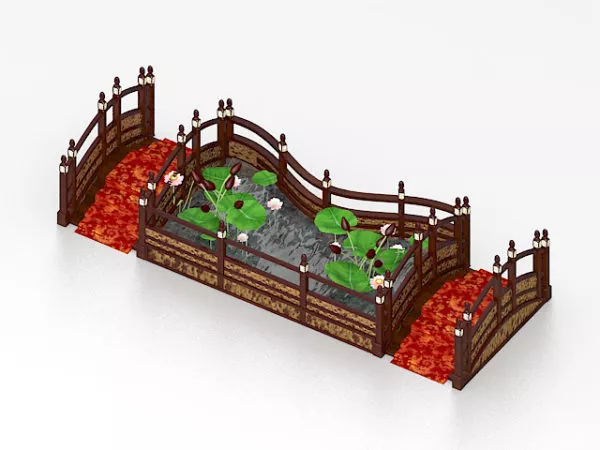 Small Garden Lotus Pond 3d model Small Garden Lotus Pond 3d model