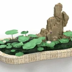 Home Garden Rockery Lotus Pond 3d model