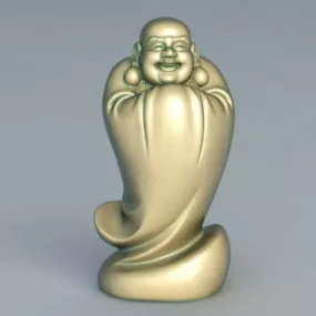 Golden Smiling Buddha Statue 3d model