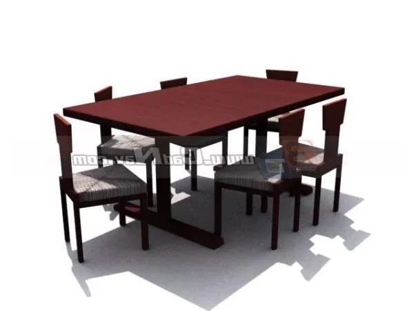 Solid Wooden Dining Furniture Sets 3d model Solid Wooden Dining Furniture Sets 3d model