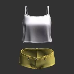 Fashion Spaghetti Top And Shorts 3d model