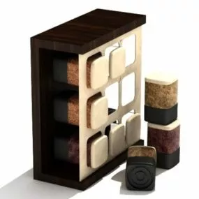 Kitchen Spice Jars And Rack 3d model