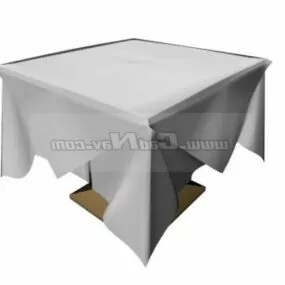 Square Table With Cloth Cover 3d model