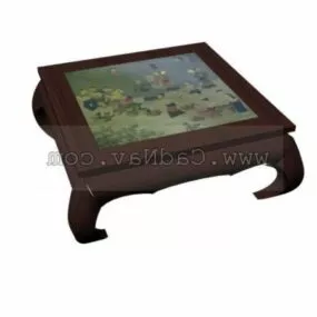 Low Square Wooden Tea Table 3d model