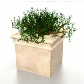 Outdoor Square Stone Planter 3d model