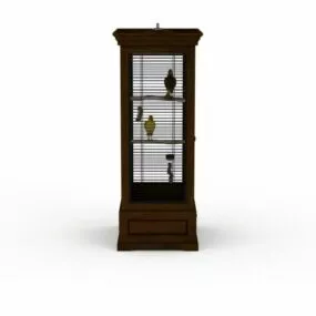 Square Wooden Bird Cage 3d model